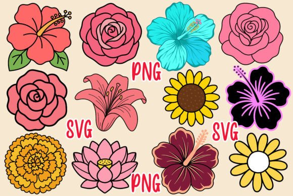 32 Floral Elements SVG Flowers Clipart