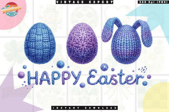 Blue Crochet Easter Egg PNG for Crafts