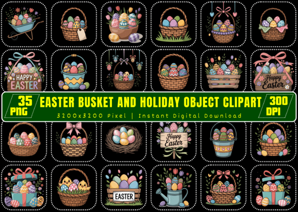 Easter Basket and Holiday Object Clipart: Elevating Seasonal Design with Digital Assets