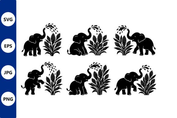 Elephants and Tall Grass Pattern Design