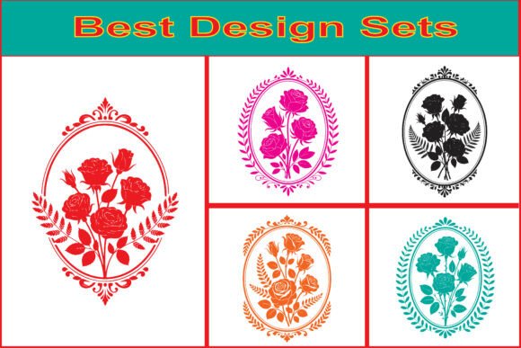 Elevating Design Projects with the Oval Rose Floral Frame Vector Set