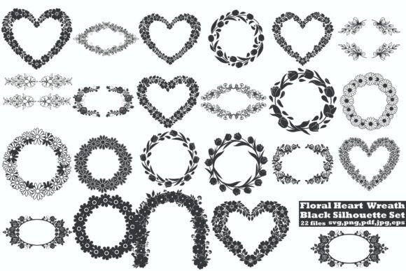 Evaluating the Floral Heart Wreath Black Silhouette Set for Professional Design Workflows