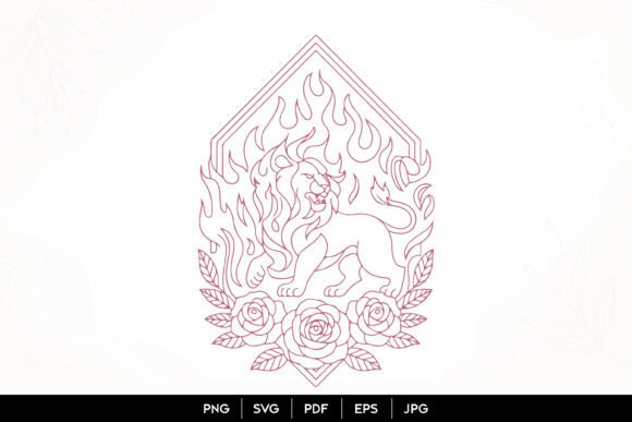 Flaming Lion Rose Line Art SVG: Creative Guide
