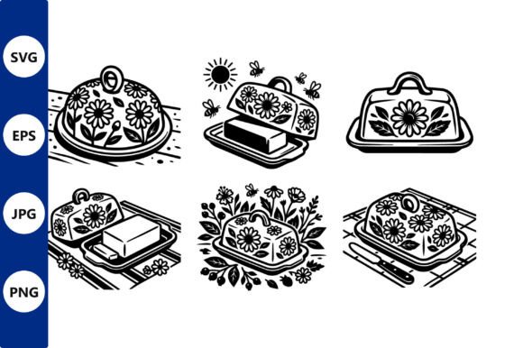 Floral Butter Dish Line Art Vector: A Versatile Design Resource for Creators