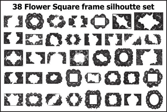 Floral Square Frame Silhouette Collection