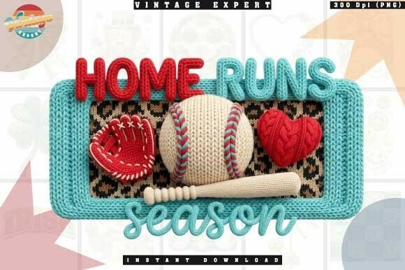 Home Runs Season Faux Crochet Yarn PNG