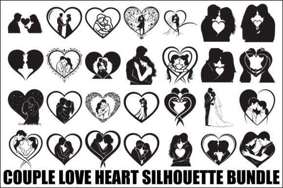 Integrating the Couple Love Heart Silhouette Bundle into Your Creative Workflow