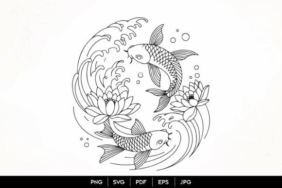 Koi Fish Lotus Wave Line Art SVG: A Practical Guide for Creators and Professionals
