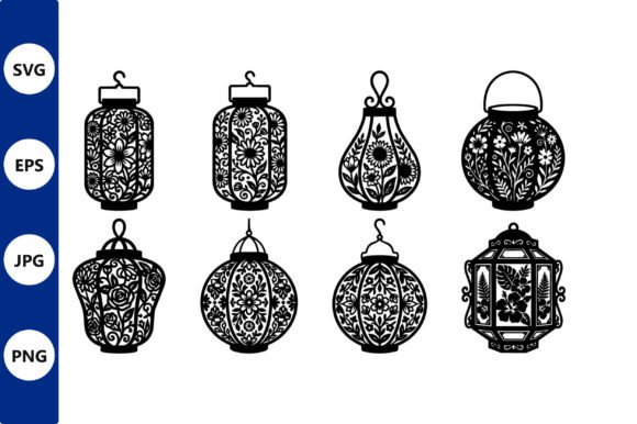Ornate Lantern Floral Vector Art