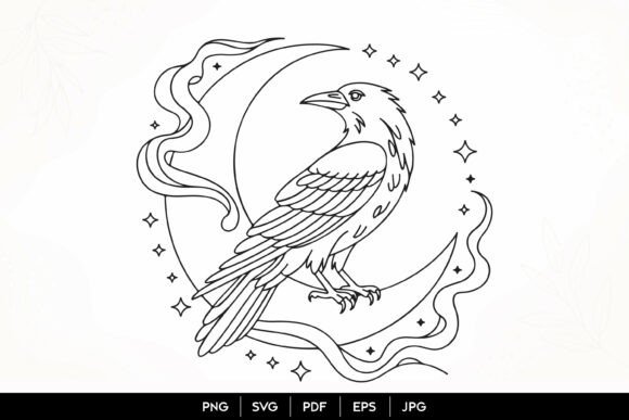 Raven Moon Line Art SVG: A Guide to Mystical Digital Design