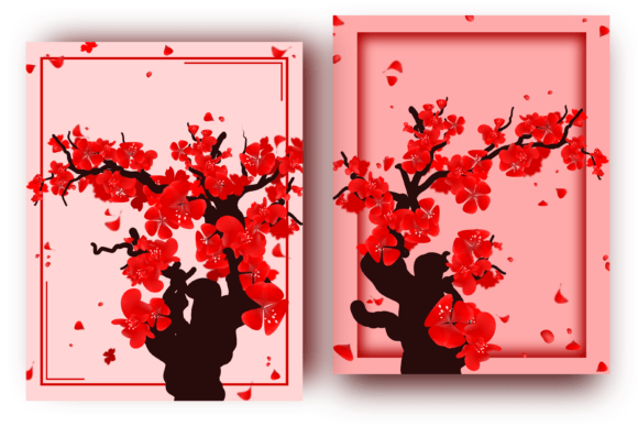 Red Plum Blossom Tree Branch: Elevating Design with Asian Floral Elegance