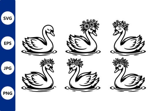Swans Floral Crowns Vector: Elevating Design with Symmetry and Style