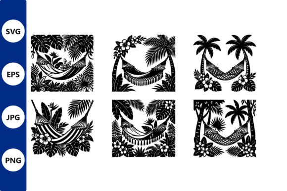 Tropical Hammock Silhouettes Among Palm: A Modern Design Staple
