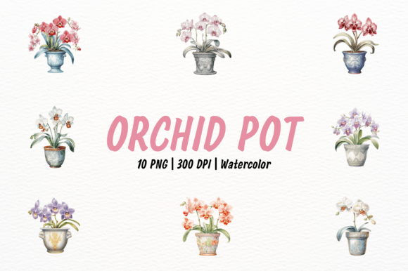 Vintage Orchid in Pot Clipart: Elevating Your Designs with Elegant Botanical Illustrations