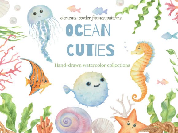 Watercolor Ocean Cuties Collection